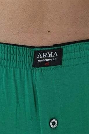 Erkek Yeşil Düğmeli Boxer 3'lü Paket %100 Pamuklu Penye - 3