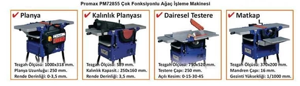 Promax Pm 72855 Çok Fonksiyonlu Ağaç İşleme Makinesi - Resim 5