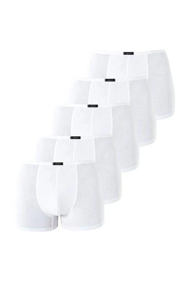Erkek Bambu Boxer Beyaz İnce Bel Lastikli 5'li Paket