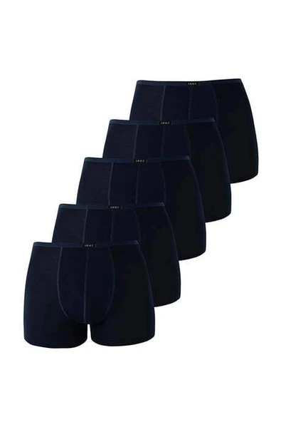 Erkek Bambu Boxer Lacivert İnce Bel Lastikli 5'li Paket