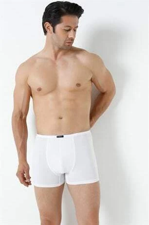 Erkek Bambu Boxer Beyaz İnce Bel Lastikli 5'li Paket - 8