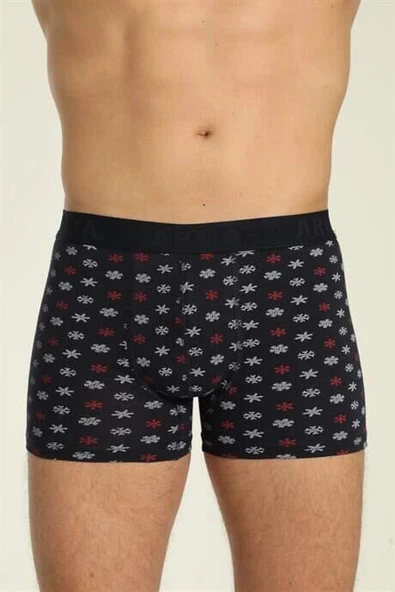 Karışık Renkli Desenli Erkek Pamuklu Likralı Boxer 3'lü Paket