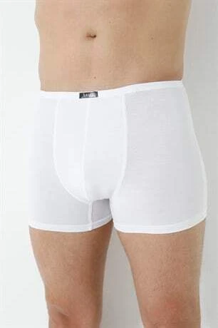 Erkek Bambu Boxer Beyaz İnce Bel Lastikli 5'li Paket - 6