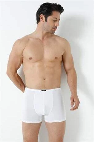 Erkek Bambu Boxer Beyaz İnce Bel Lastikli 5'li Paket - 7