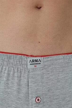 Erkek Gri Düğmeli Boxer 3'lü Paket %100 Pamuklu Penye - 3