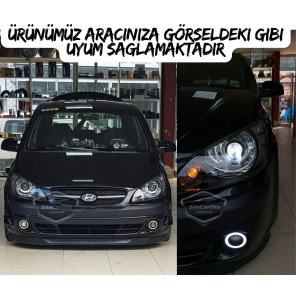 Hyundai Getz 2002–2011 Uyumlu Üniversal Mercekli Angel Sis Farı Metal Su Geçirmez 76 mm Turuncu Halkalı Gündüz Farı Angel Eyes 2 Adet - 3