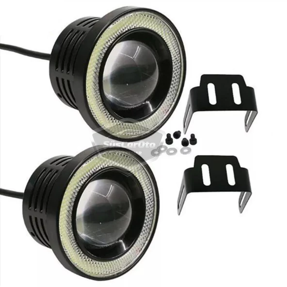 Hyundai Getz 2002–2011 Uyumlu Üniversal Mercekli Angel Sis Farı Metal Su Geçirmez 76 mm Turuncu Halkalı Gündüz Farı Angel Eyes 2 Adet - 9