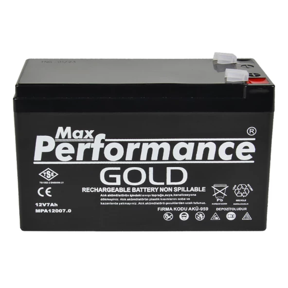 Max Performance Gold 12V 7.0 Ah Bakımsız Kuru Akü