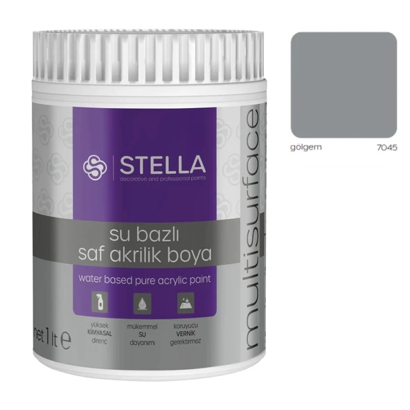 Stella Su Bazlı Saf Akrilik Boya 1 L Gölgem Ral-7045