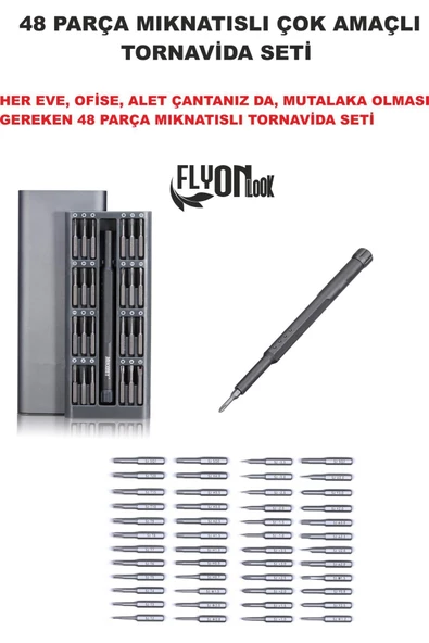 48 Parça  Çelik Profesyönel Telefon,,Bigisayar ,Gözlük vb. Aletler İçin Mıknatıslı Tornavida Seti - 4