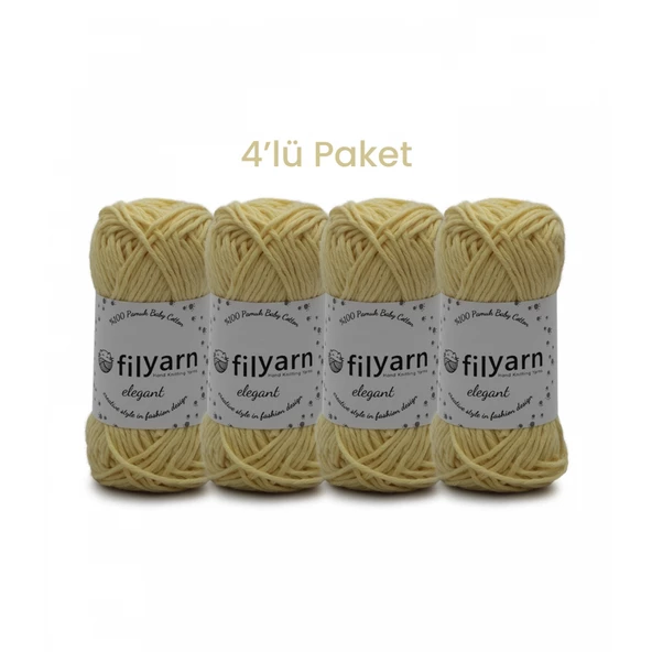 Baby Cotton El Örgü İpi 25 Gram Oeko-Tex Sertifikalı Pamuk İpi Bebek İpi Yelek İpi Punch İpi 4’lü Set