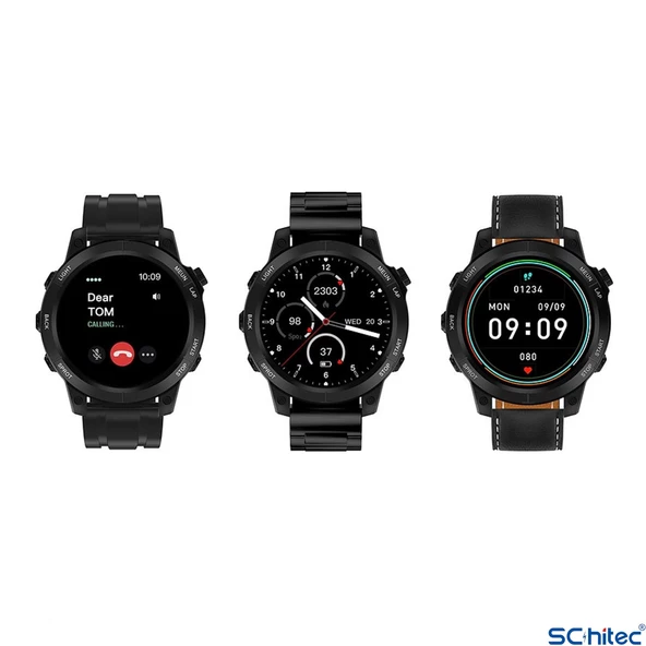 ScHitec RW46 Amoled Ekran Android İos HarmonyOs Uyumlu 3 Kordonlu Akıllı Saat Siyah - 4
