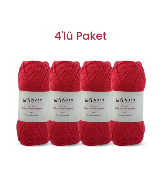 Baby Cotton El Örgü İpi 100gr Oeko-Tex Sertifika Pamuk İpi, Bebek Yelek ve Punch İpi 4'lü Set - 2