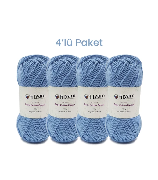 Baby Cotton El Örgü İpi 100gr Oeko-Tex Sertifika Pamuk İpi, Bebek Yelek ve Punch İpi 4'lü Set - 6