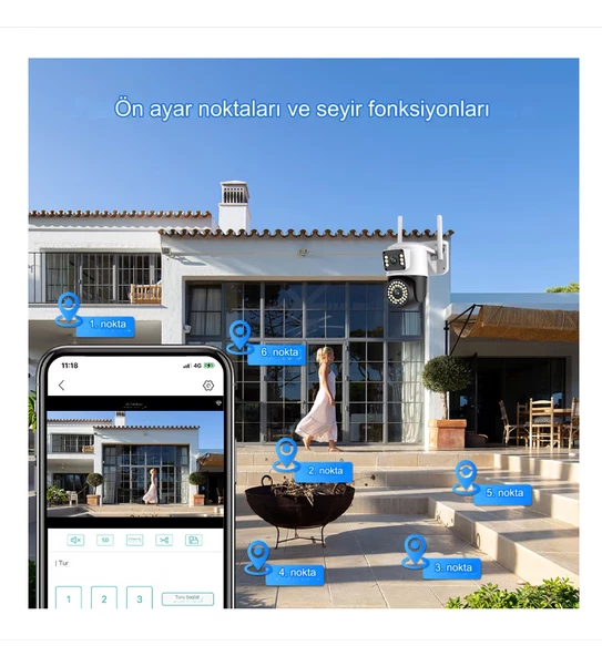 4K 8MP Çift Lens Çift Ekran Kablosuz Yüksek Çözünürlüklü Güvenlik Kamerası İki Yönlü Ses Gece Görüş - 7