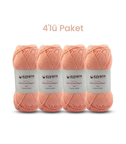 Baby Cotton El Örgü İpi 100gr Oeko-Tex Sertifika Pamuk İpi, Bebek Yelek ve Punch İpi 4'lü Set - 3