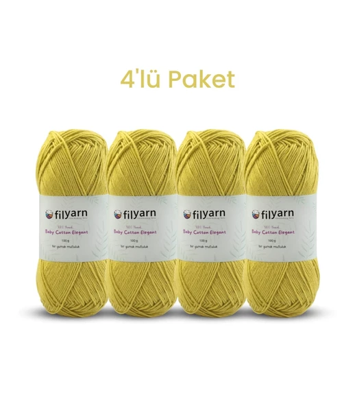 Baby Cotton El Örgü İpi 100gr Oeko-Tex Sertifika Pamuk İpi, Bebek Yelek ve Punch İpi 4'lü Set - 11