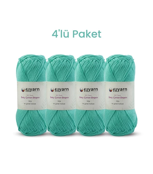 Baby Cotton El Örgü İpi 100gr Oeko-Tex Sertifika Pamuk İpi, Bebek Yelek ve Punch İpi 4'lü Set - 8