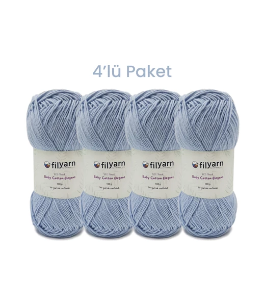 Baby Cotton El Örgü İpi 100gr Oeko-Tex Sertifika Pamuk İpi, Bebek Yelek ve Punch İpi 4'lü Set - 5