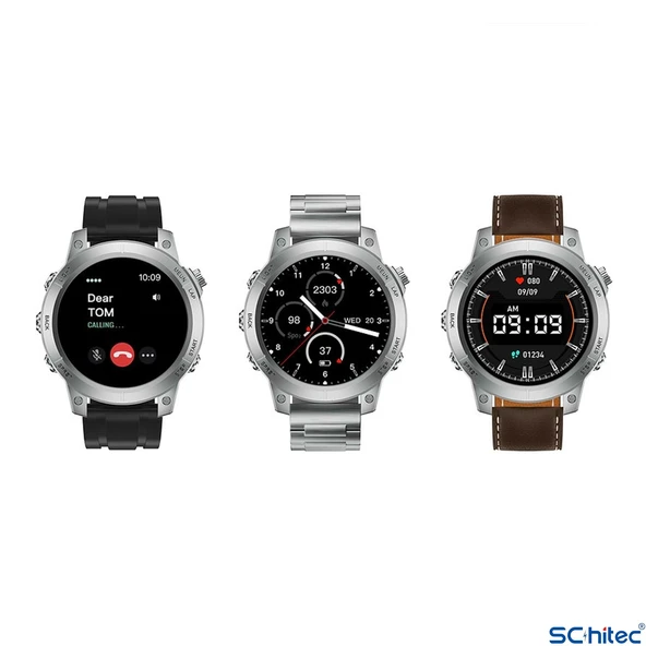 ScHitec RW46 Amoled Ekran Android İos HarmonyOs Uyumlu 3 Kordonlu Akıllı Saat Gümüş - Resim 4