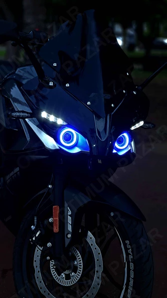 Bajaj Pulsar RS200 2015 -2024 Model Uyumlu Angel Neon LED Halka Tak Çalıştır MAVİ RENK