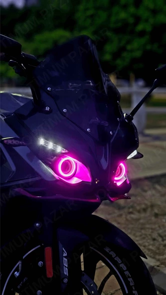 Bajaj Pulsar RS200 2015 -2024 Model Uyumlu Angel Neon LED Halka Tak Çalıştır PEMBE RENK