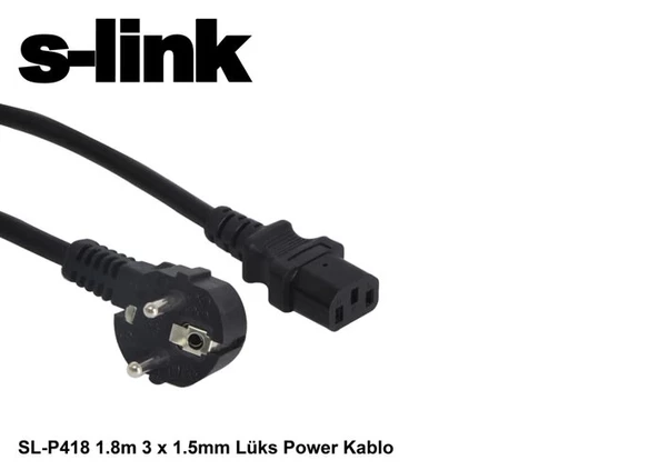 S-link SL-P418 1.8m 3 x 1.5mm Lüks Power Kablo Power Kablo