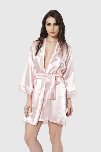 Shopidik  Somon Kısa Saten Sabahlık