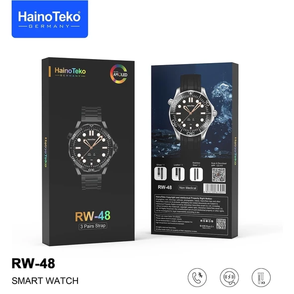 Haino Teko RW48 Amoled Ekran Android İos HarmonyOs Uyumlu 3 Kordonlu Akıllı Saat Gümüş - Resim 5