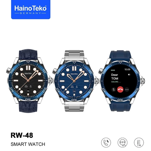 Haino Teko RW48 Amoled Ekran Android İos HarmonyOs Uyumlu 3 Kordonlu Akıllı Saat Gümüş - Resim 4