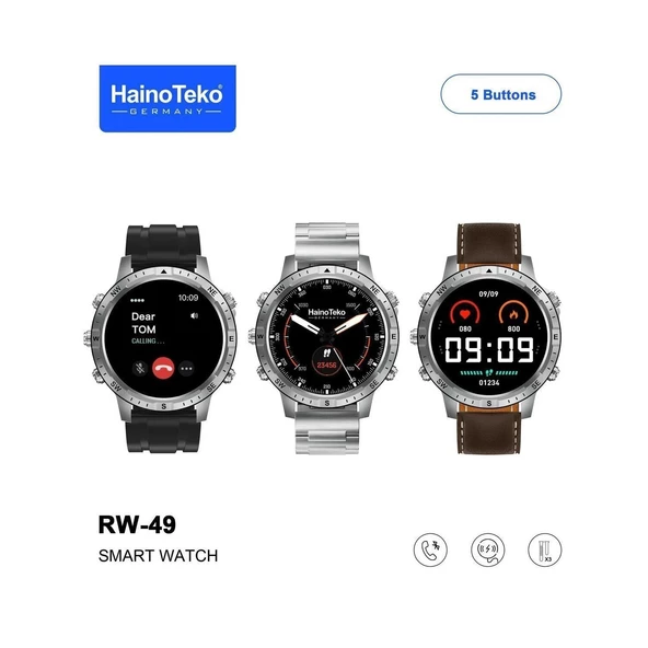 Haino Teko RW49 Amoled Ekran Android İos HarmonyOs Uyumlu 3 Kordonlu Akıllı Saat Gümüş - 4