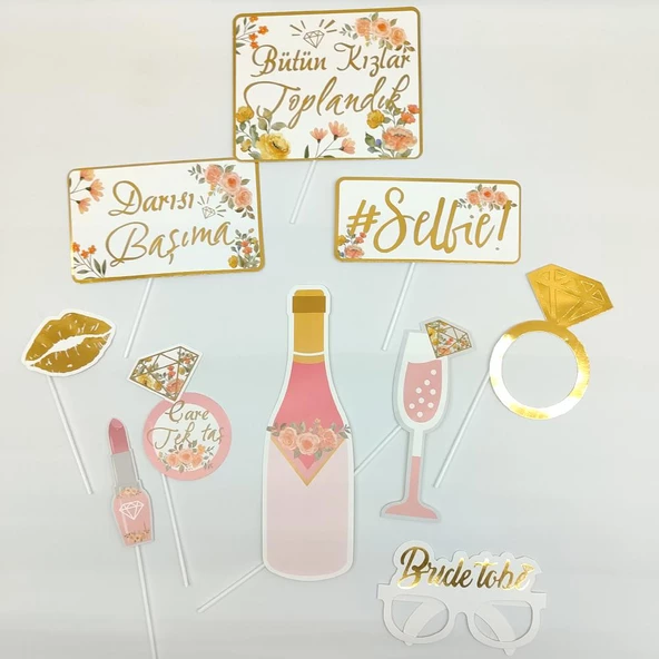 Bride To Be Temalı Konuşma Balonu Seti 10 Adet - Çiçek - 3