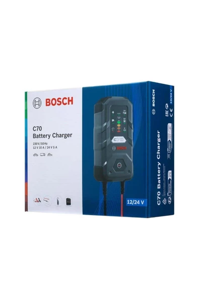 Bosch C70 Akü Şarj Cihazı - 10A, 12V/24V, 300 Ah (Model: 0189911070)