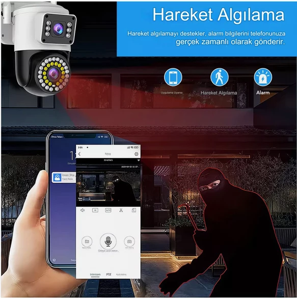Açık PTZ 8MP 4K Wifi Gözetim Kamera İki Lens Çift Ekran AI Otomatik İzleme CCTV Güvenlik - 5