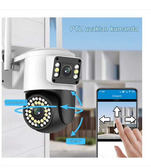 Açık PTZ 8MP 4K Wifi Gözetim Kamera İki Lens Çift Ekran AI Otomatik İzleme CCTV Güvenlik - 6