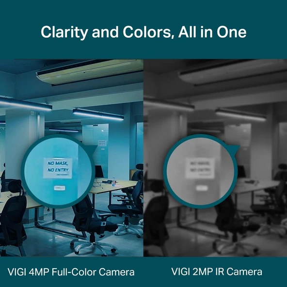 TP-Link VIGI C440 4mm 4MP Full-Color Dome IP Kamera (1/3",30fps,FHD,H265+PoE) - Resim 4