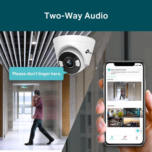 TP-Link VIGI C440 4mm 4MP Full-Color Dome IP Kamera (1/3",30fps,FHD,H265+PoE) - Resim 7