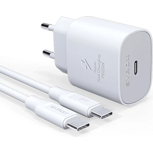 Apple iPhone 15 Pro Max uyumlu Şarj Aleti PD25W Hızlı Şarj Adaptörü Type-C çıkışlı + Type-C Kablo