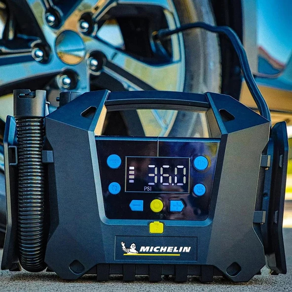 Michelin Mc34259 11.1Volt/2.5Ah.120psı Ayarlanabilir Dijital Basınç Göstergeli Şarjlı Lastik&Yatak Şişirme Pompası - 8