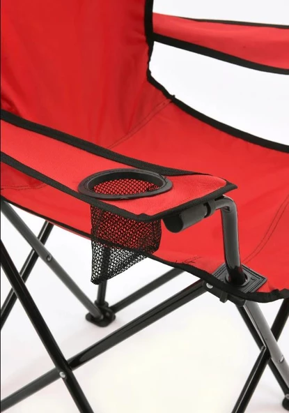 Mandella Rejisör Kamp Sandalyesi Piknik, Plaj, Balıkçı,Bahçe,Balkon Sandalyesi Kırmızı (2 Adet) - Resim 3