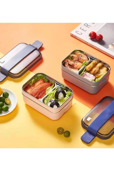 Vagon Paslanmaz Çelik Lunch Box 1200 ML Beslenme Kabı (Karışık Renk 1 Adet) - 5