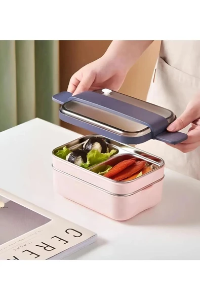 Vagon Paslanmaz Çelik Lunch Box 1200 ML Beslenme Kabı (Karışık Renk 1 Adet) - 3