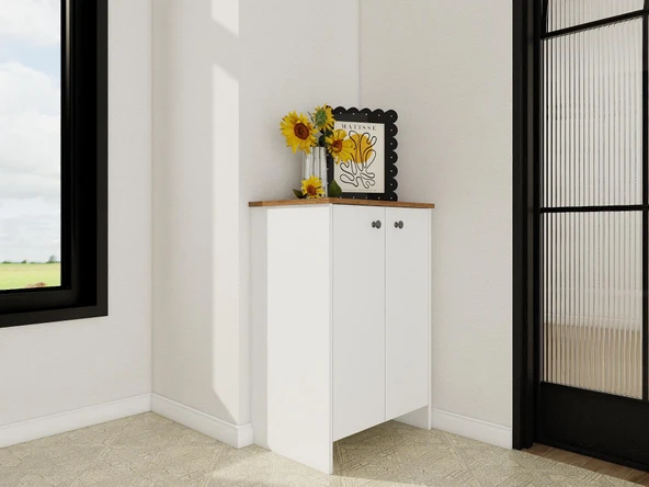 Assos 2 Kapaklı Ayakkabılık / Dolap Amalfi-Beyaz - Resim 2