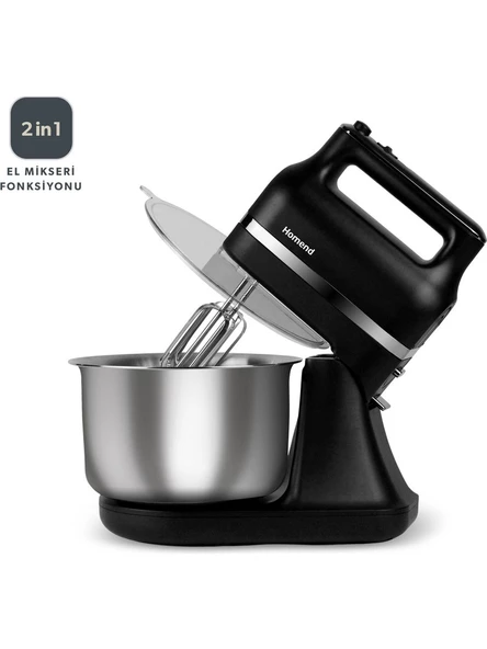 Homend Profashion 3021H El Mikseri Fonksiyonlu Ve 360° Dönerek Karıştırma Teknolojili Stand Mikser Siyah - 2