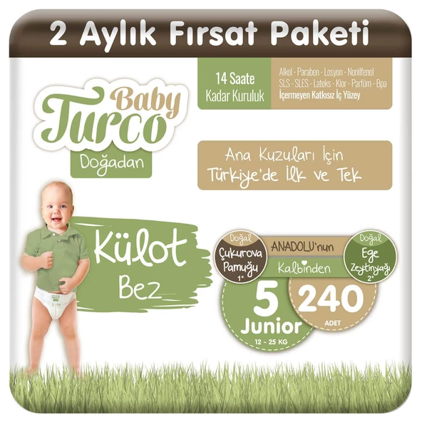 Baby Turco Doğadan Külot Bez 5 Numara Junıor 240 Adet