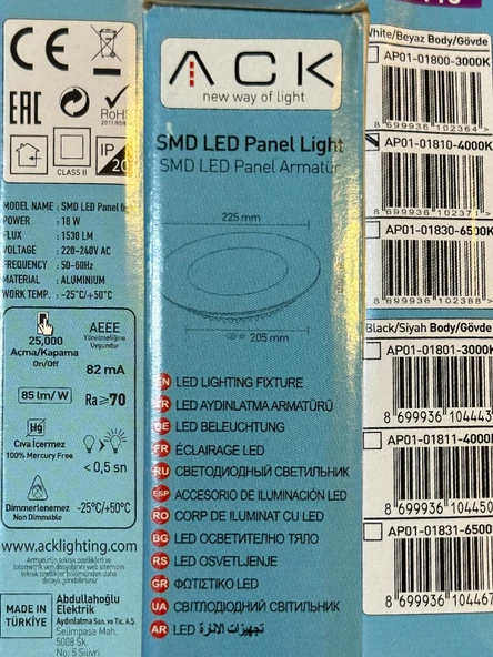 ACK 18W 4000K (Günışığı) Sıva Altı Led Panel Armatür - 4