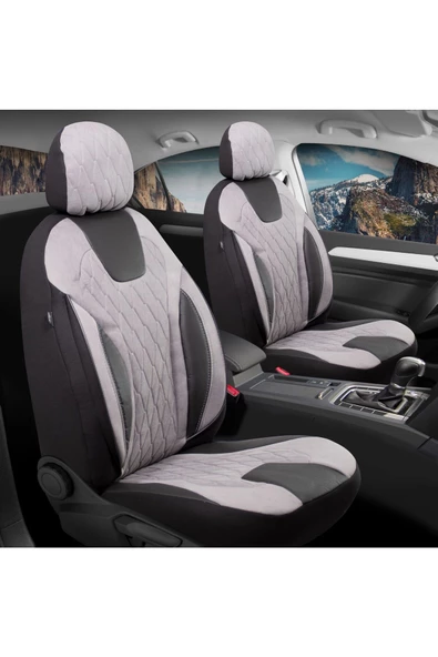 Freshstart    Freshstart Suzuki Vitera Yeni Uyumlu Süet Oto Koltuk Kılıfı Ön Arka Set Gri Siena Model FS