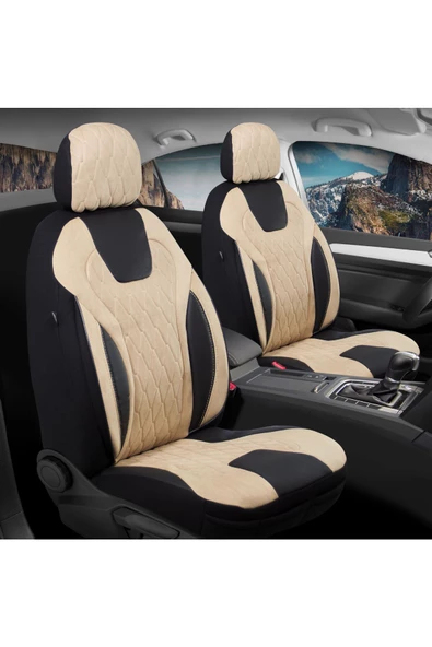 Freshstart    Freshstart Ford Galaxy Uyumlu Süet Oto Koltuk Kılıfı Ön Arka Set Bej Siena Model FS
