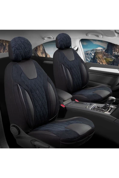 Freshstart    Freshstart Geely Familia Uyumlu Süet Oto Koltuk Kılıfı Ön Arka Set Siyah Siena Model FS