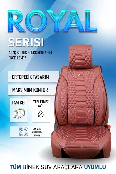 Freshstart    Freshstart Volkswagen CC Uyumlu Lüx Deri Oto Koltuk Kılıfı Ön Arka Takım Marjinal Series Tarçın - 7